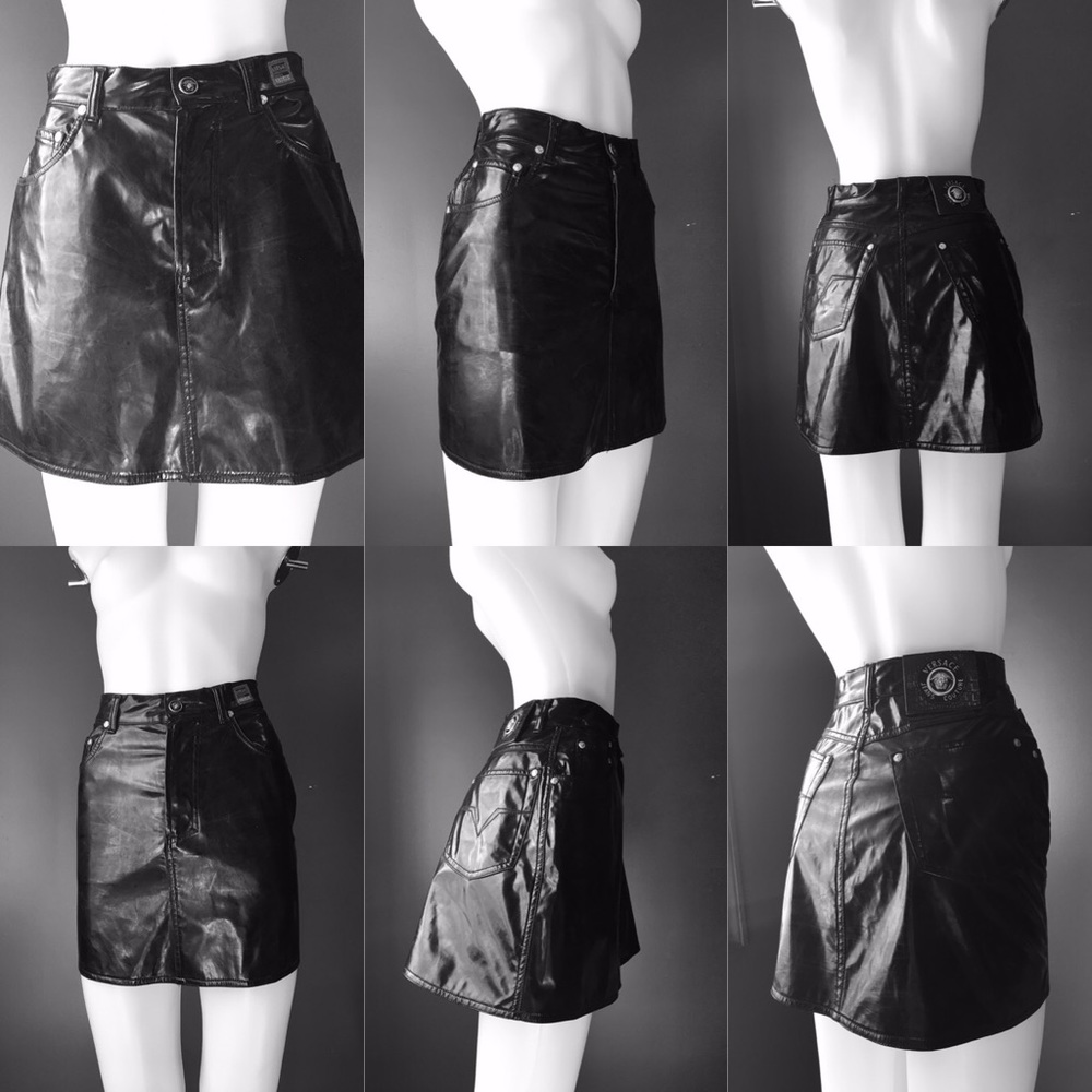 ❌SOLD❌ 🇮🇹 VTG Versace ‘Leatherette’ Skirt - Picture 7 of 8